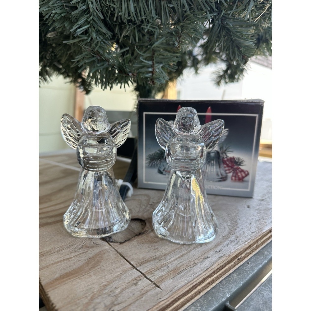 VTG Centurion Collection‎ Angel Candle Holders Set of 2 Glass W/Box About 4 Inch